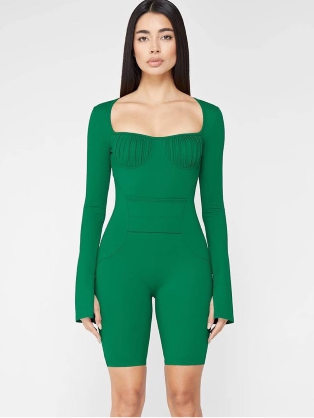 Maniere De Voir Pleated Bandage Playsuit Biker Short Romper 2